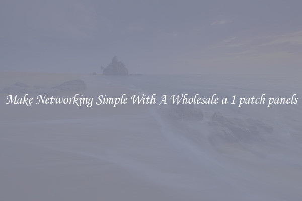 Make Networking Simple With A Wholesale a 1 patch panels